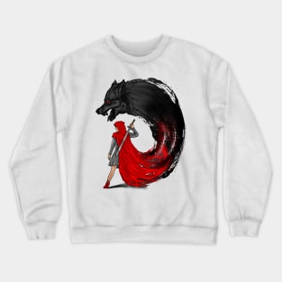 Shadows of the Woods: Little Red Riding Hood and the Sinister Wolf's Haunting Encounter Crewneck Sweatshirt